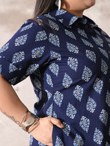Indigo Muse Premium Cotton Shirt Dress with Timeless Print