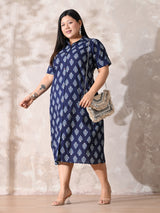 Indigo Muse Premium Cotton Shirt Dress with Timeless Print