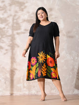 Bold Bloom Printed Rayon Dress
