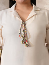 Ivory Floral Rayon Midi Dress with Border Print & Flowy Fit