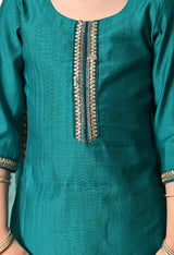 Girls Rama Green Garara Set with Dupatta