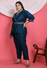 Plus Size Tempting Teal Lace Co-ord Set