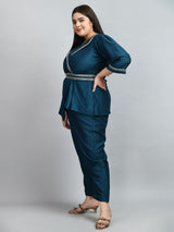 Plus Size Tempting Teal Lace Co-ord Set