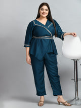 Plus Size Tempting Teal Lace Co-ord Set