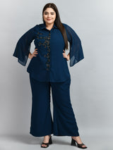 Plus Size Oceanic Teal Sequin Co-ord Set