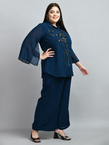 Plus Size Oceanic Teal Sequin Co-ord Set