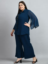 Plus Size Oceanic Teal Sequin Co-ord Set