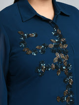 Plus Size Oceanic Teal Sequin Co-ord Set