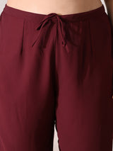 Plus Size Rust Elegance Georgette Co-ord Set with Straight Pants
