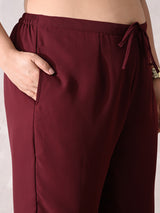 Plus Size Rust Elegance Georgette Co-ord Set with Straight Pants