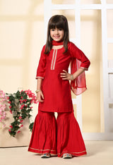 Girls Rani Pink Garara Set with Dupatta
