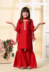 Girls Rani Pink Garara Set with Dupatta