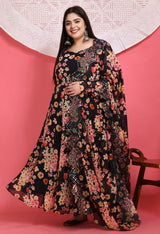 Smokey Black Anarkali Kurta with Dupatta