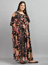 Plus Size Smokey Black Anarkali Kurta with Dupatta