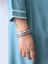 Pastel Sea Green Rayon Midi Dress with Contrast Lace Detailing