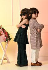 Boys Lavender Embroidered Asymmetrical Kurta Set