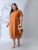 Sunset Muse Premium Cotton Shirt Dress with Easy Fit