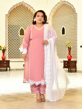 Zariya Pink Mul Chanderi Kurta Set with Dupatta