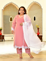 Zariya Pink Mul Chanderi Kurta Set with Dupatta