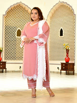 Zariya Pink Mul Chanderi Kurta Set with Dupatta