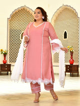 Zariya Pink Mul Chanderi Kurta Set with Dupatta