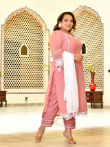 Zariya Pink Mul Chanderi Kurta Set with Dupatta