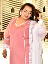 Zariya Pink Mul Chanderi Kurta Set with Dupatta