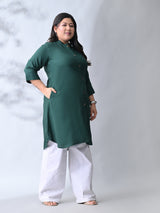 Bottle Green Elegance Rayon Straight Kurta for Women