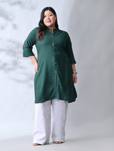 Bottle Green Elegance Rayon Straight Kurta for Women