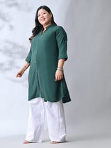Bottle Green Elegance Rayon Straight Kurta for Women