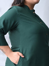 Bottle Green Elegance Rayon Straight Kurta for Women