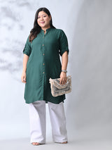 Bottle Green Elegance Rayon Straight Kurta for Women