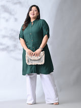 Bottle Green Elegance Rayon Straight Kurta for Women