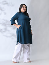 Teal Elegance Rayon Straight Kurta for Women