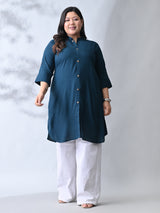 Teal Elegance Rayon Straight Kurta for Women