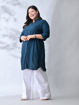 Teal Elegance Rayon Straight Kurta for Women