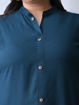 Teal Elegance Rayon Straight Kurta for Women