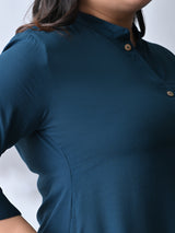 Teal Elegance Rayon Straight Kurta for Women