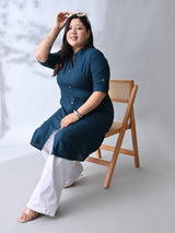 Teal Elegance Rayon Straight Kurta for Women