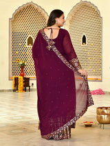 Classic Wine & Gold Georgette Anarkali with Dupatta