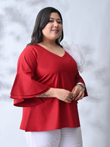 Crimson Maroon Elegance Poplin Top