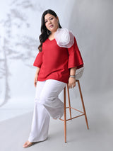 Crimson Maroon Elegance Poplin Top