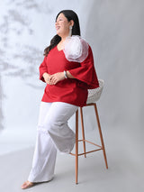 Crimson Maroon Elegance Poplin Top