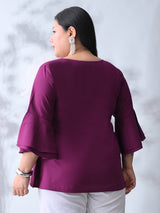 Plum Radiance Bell Sleeve Poplin Top