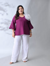 Plum Radiance Bell Sleeve Poplin Top