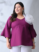 Plum Radiance Bell Sleeve Poplin Top
