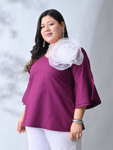 Plum Radiance Bell Sleeve Poplin Top