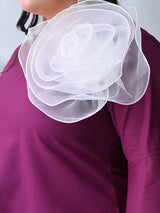 Plum Radiance Bell Sleeve Poplin Top