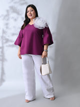 Plum Radiance Bell Sleeve Poplin Top