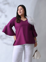 Plum Radiance Bell Sleeve Poplin Top